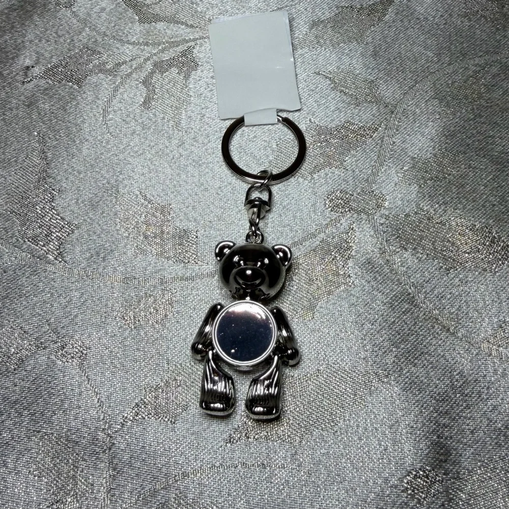 Dangling Silver Bear Keychain w Mirror belly + movable arms & legs New - Picture 1 of 5